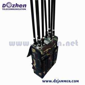 Durable 80W High Power RF Signal Backpack Jammer GSM 3G 4G Cell 6 bands Omnidirectional antenna