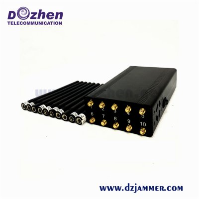 Portable 10 Bands Adjustable All GSM CDMA 3G 4G Cell Phone WiFi GPS Lojack Signal Jammer up to 30m 10 Watt