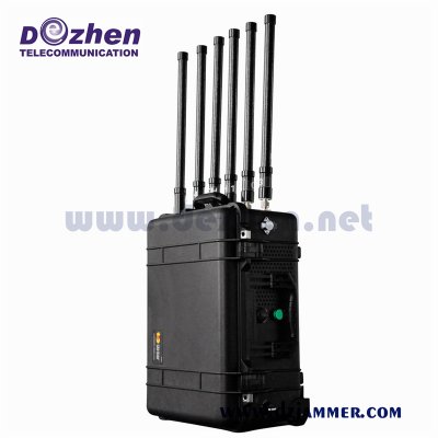 Military High Power Waterproof Outdoor Prison Uav 6 bands Signal Drone Jammer WiFi5.8g GPS Cell Phone Signal Jammer