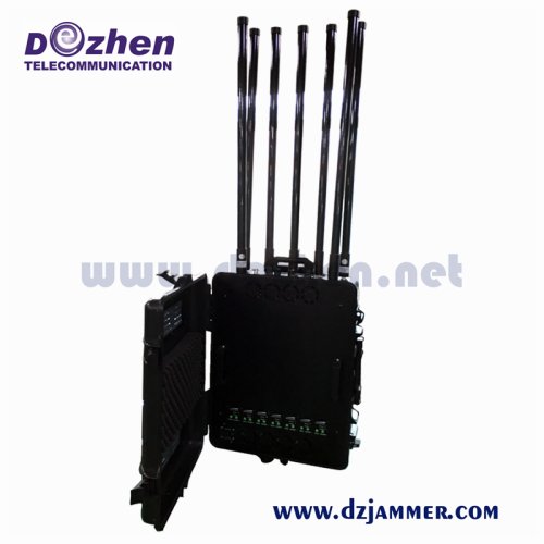 Brief Caes Portable Mobile Signal Jammer 30-200m Range 350W 7 Bands For SWAT Team / Police